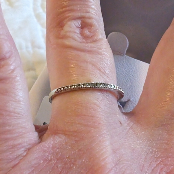 Natural Diamond ring, sterling silver, SS I3/I-J band/ size 7 - Picture 6 of 8